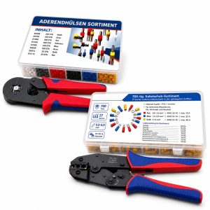 523 Zestaw Zaciskarek 2200 El. Tulejki Konektory Praska Crimping 2w1