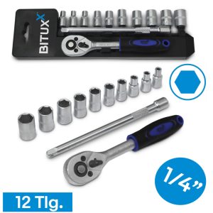 570 Zestaw nasadek sześciokątnych 12szt grzechotka 150mm