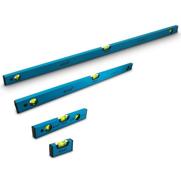 589 Poziomice magnetyczne 10/30/80/120cm zestaw komplet 4szt aluminiowe