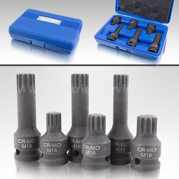 697 Zestaw Narzędzi Klucze Udarowe Spline M14 M16 M18 XZN 1/2′ BITUXX